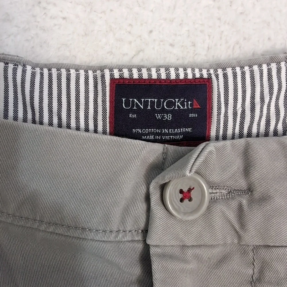Untuckit Shorts Men's 38 Gray Flat Front‎ Zipper Pocket 9